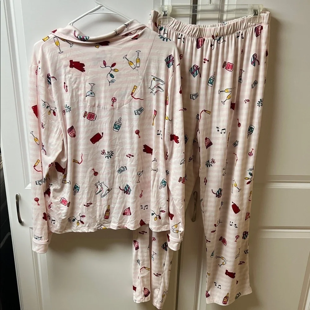 Kate Spade Pink Pajama Set, Womens, Size XL, Christmas Print
